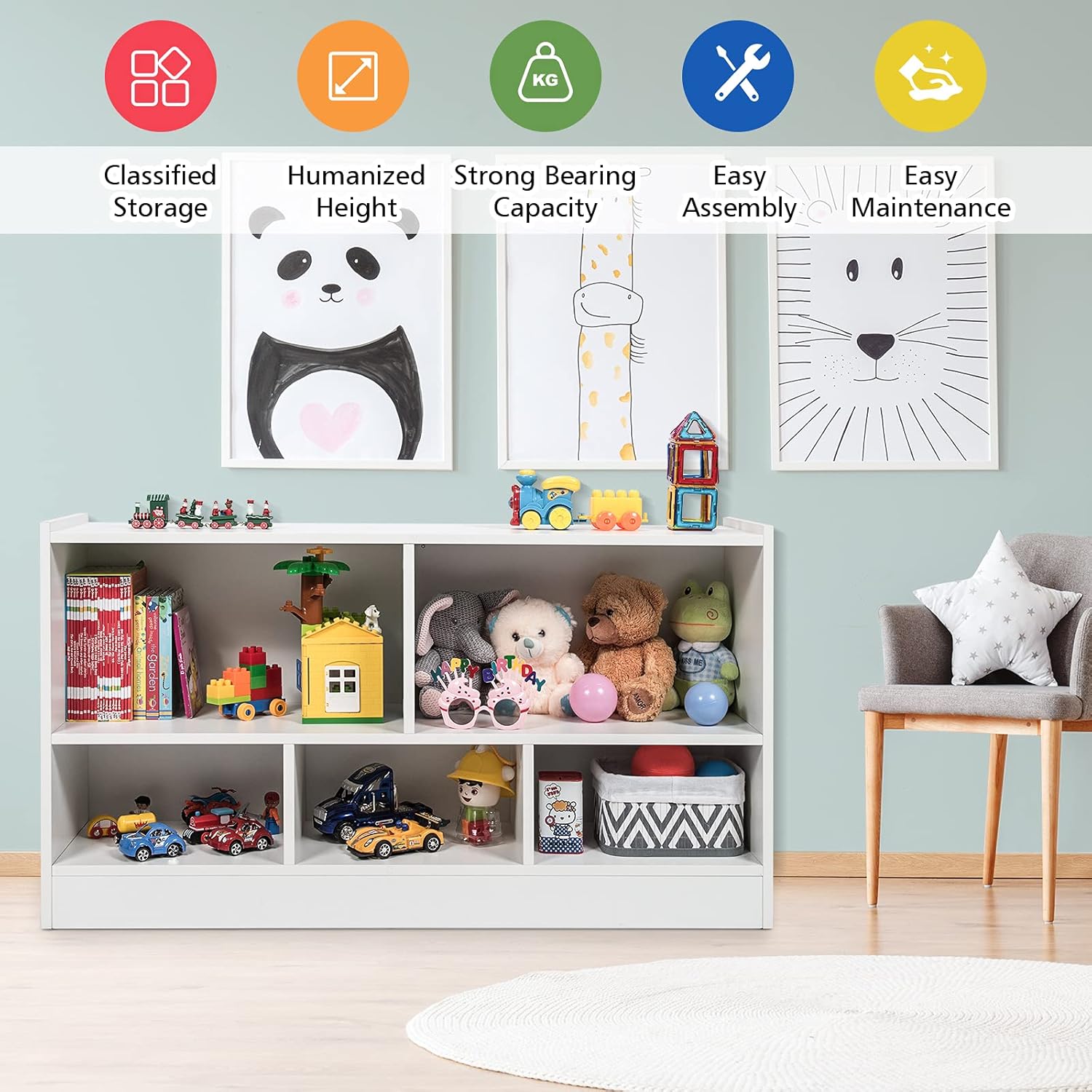 🧸5-Section Storage Organizer 🗂️ | Fun & Tidy Room ✨🎨